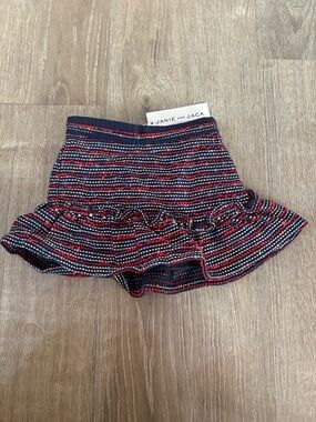 NWT. Janie and Jack. Navy Skirt with Red and White Dot Stripes. 3 to 6 months.